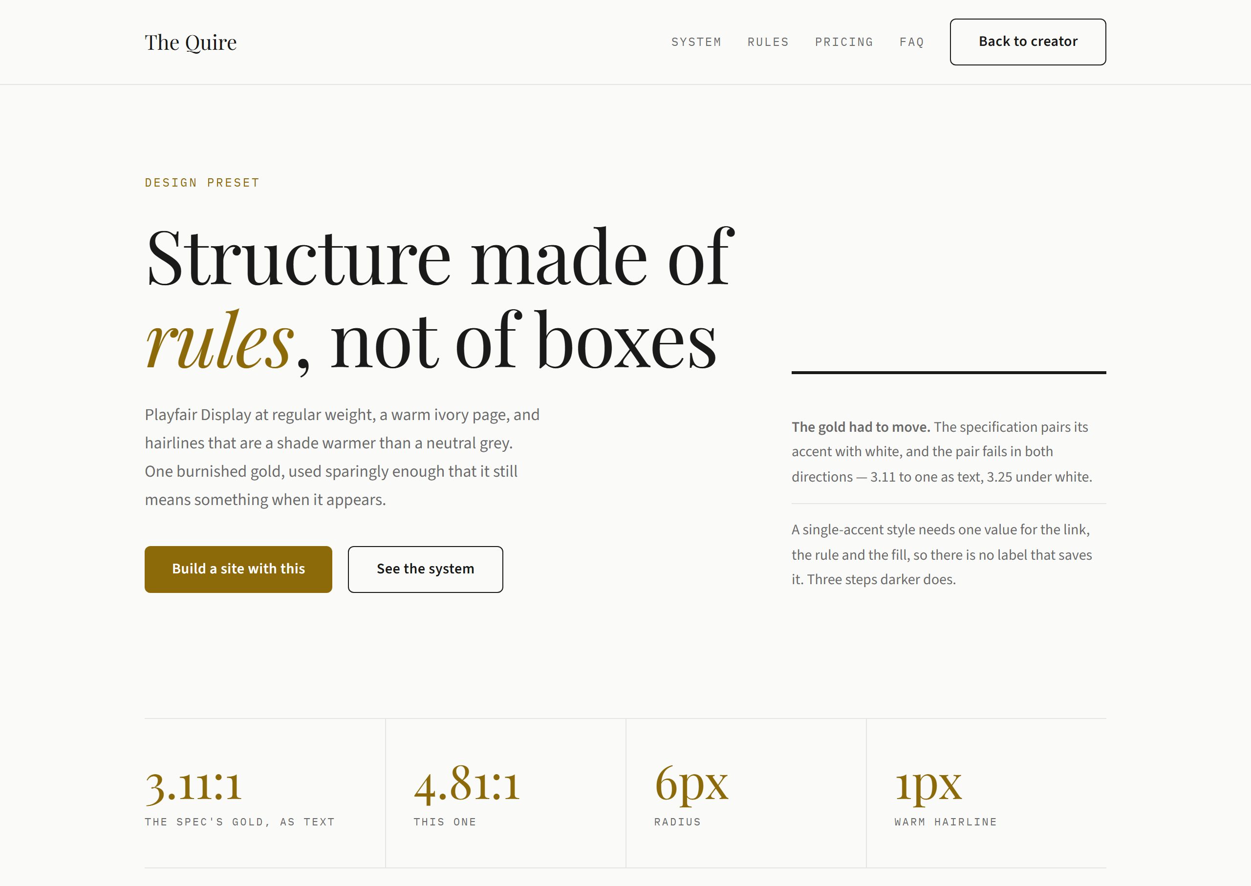 A Professional Editorial style: a Playfair Display headline in black and gold on warm ivory, with a ruled standfirst column and hairline-separated figures.